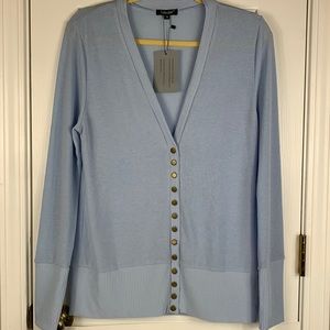 NWT Traleubie light blue long sleeved cardigan sweater size medium.